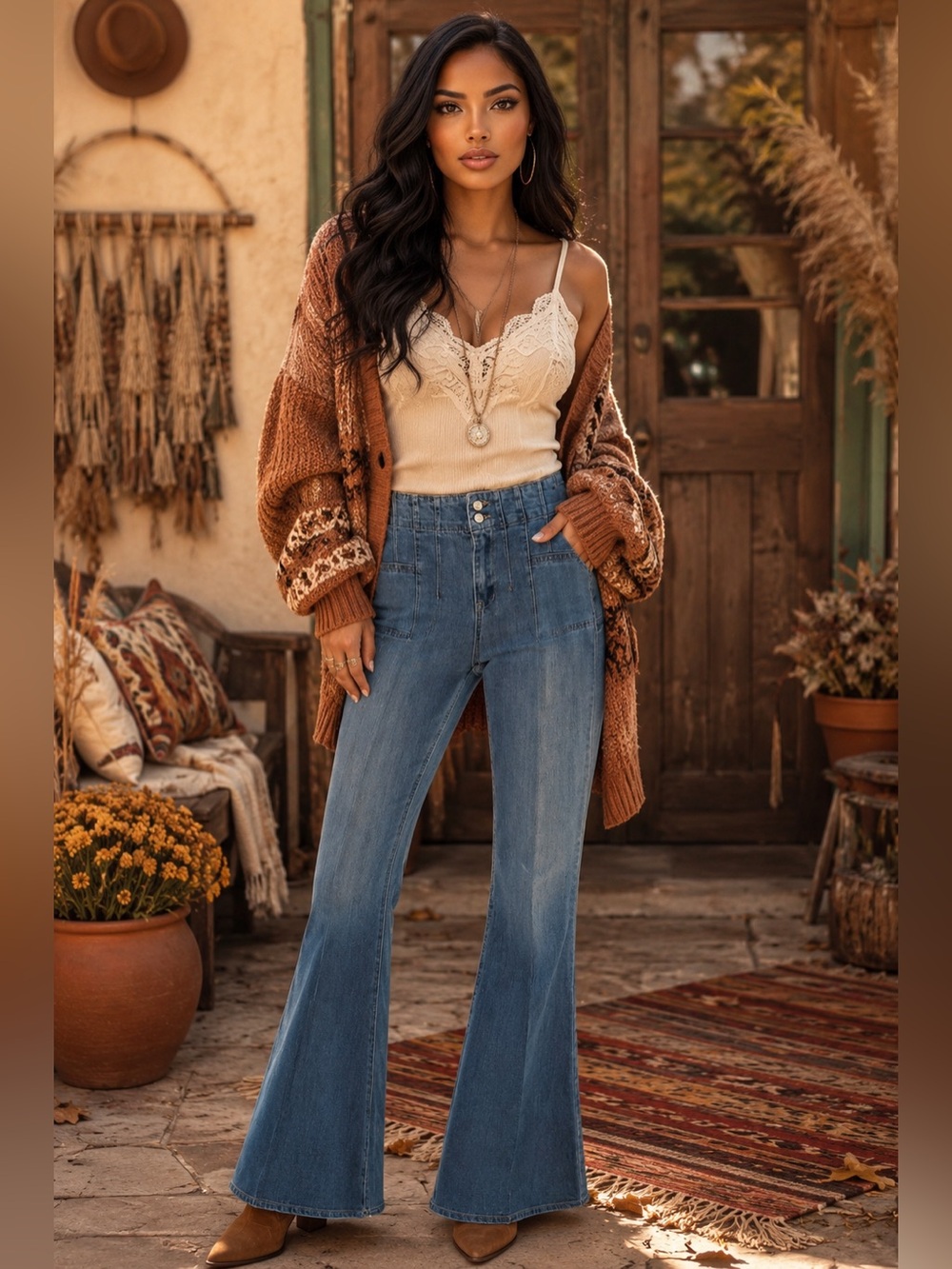 B795. Stylish High Waist Flared Stretchy Jeans